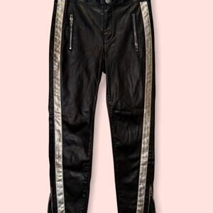 Black leather pants with silver